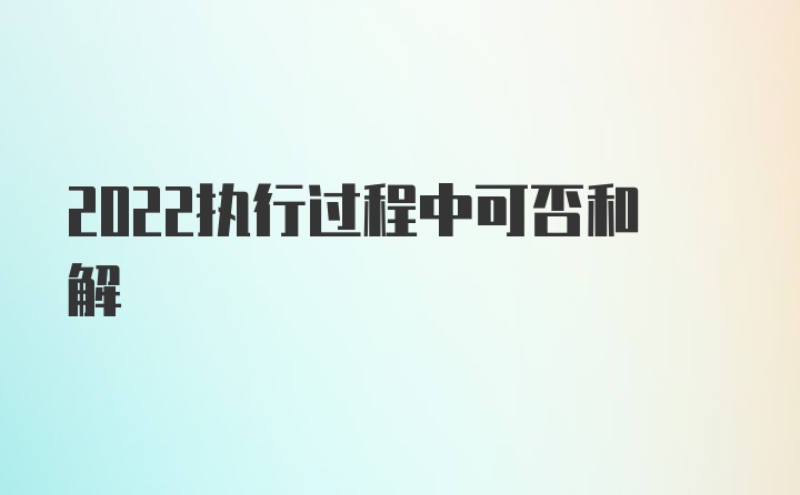 2022执行过程中可否和解