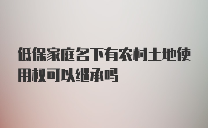 低保家庭名下有农村土地使用权可以继承吗