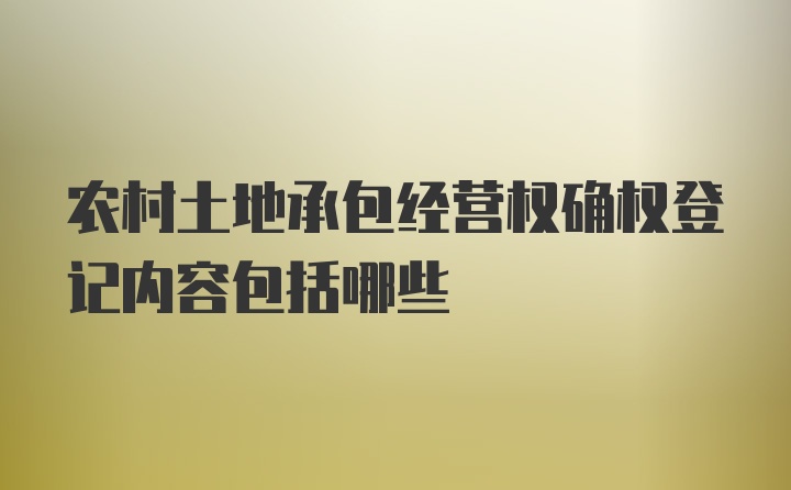 农村土地承包经营权确权登记内容包括哪些