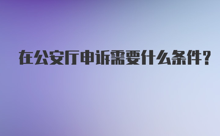 在公安厅申诉需要什么条件？