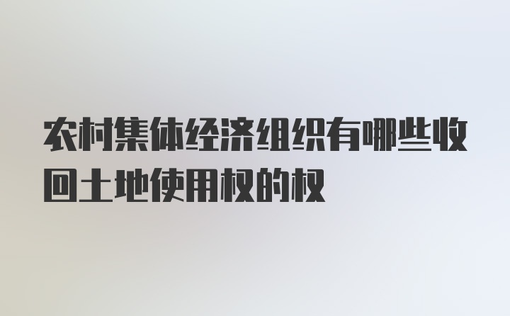 农村集体经济组织有哪些收回土地使用权的权