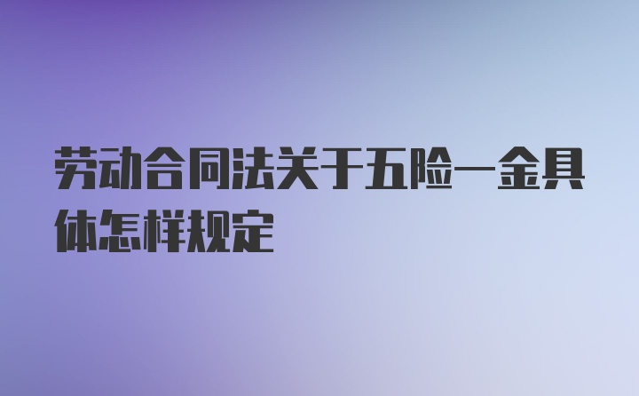 劳动合同法关于五险一金具体怎样规定