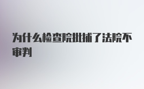 为什么检查院批捕了法院不审判