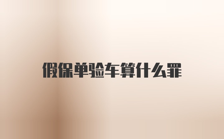 假保单验车算什么罪