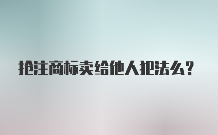 抢注商标卖给他人犯法么？