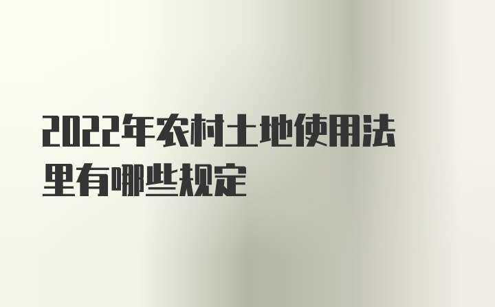 2022年农村土地使用法里有哪些规定