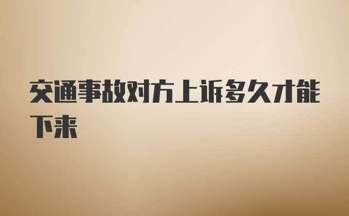 交通事故对方上诉多久才能下来