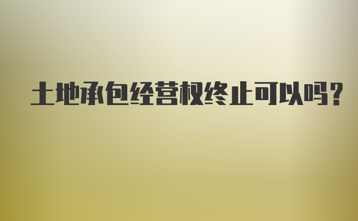 土地承包经营权终止可以吗？