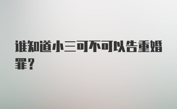 谁知道小三可不可以告重婚罪？