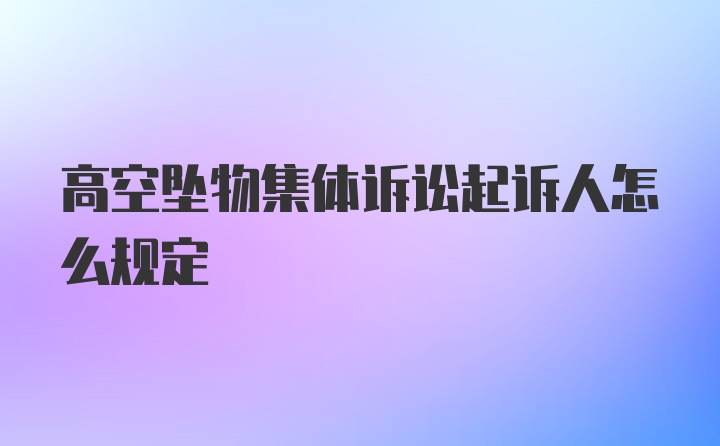 高空坠物集体诉讼起诉人怎么规定