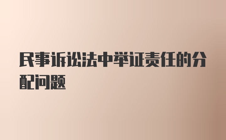 民事诉讼法中举证责任的分配问题