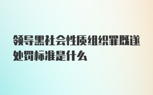 领导黑社会性质组织罪既遂处罚标准是什么