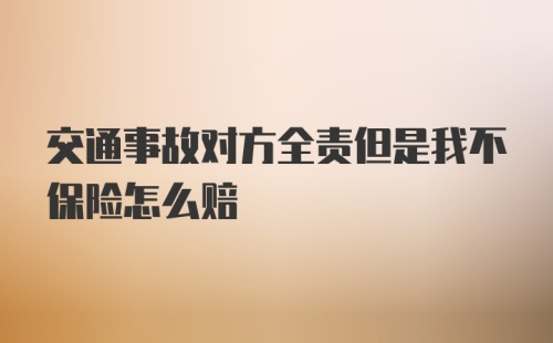 交通事故对方全责但是我不保险怎么赔