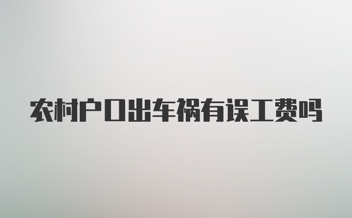 农村户口出车祸有误工费吗