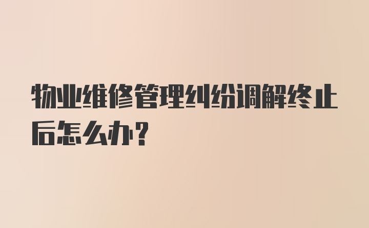 物业维修管理纠纷调解终止后怎么办？