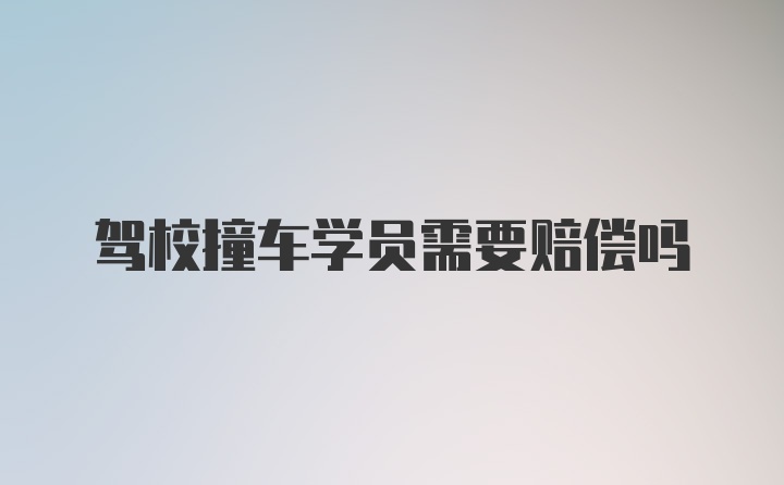 驾校撞车学员需要赔偿吗