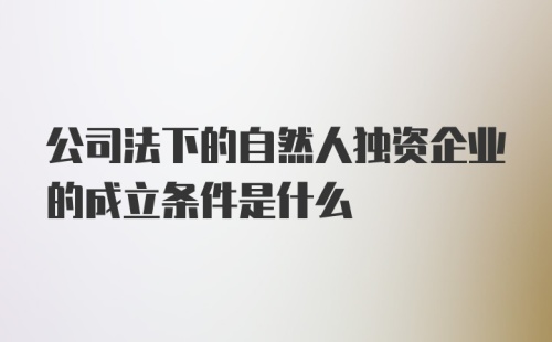 公司法下的自然人独资企业的成立条件是什么