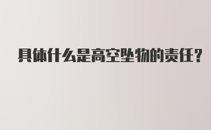 具体什么是高空坠物的责任？