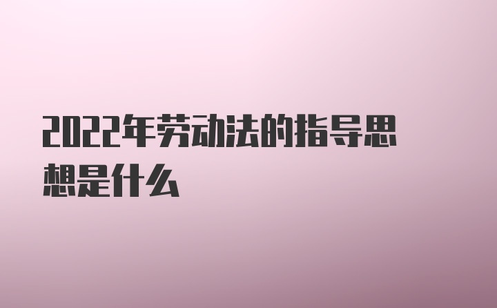 2022年劳动法的指导思想是什么