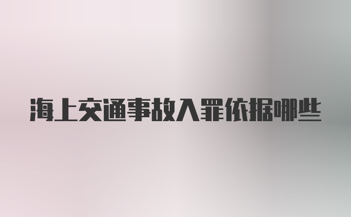 海上交通事故入罪依据哪些