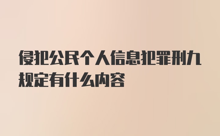 侵犯公民个人信息犯罪刑九规定有什么内容