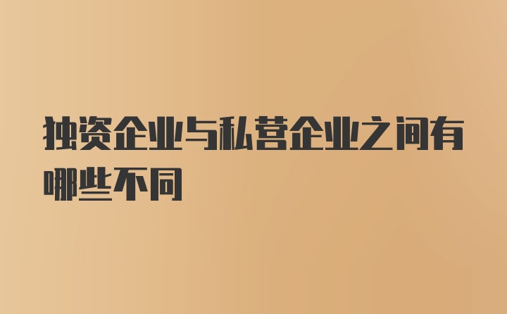 独资企业与私营企业之间有哪些不同