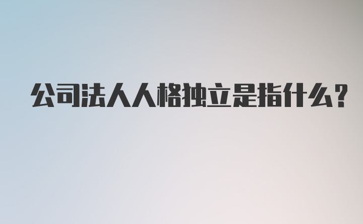 公司法人人格独立是指什么?