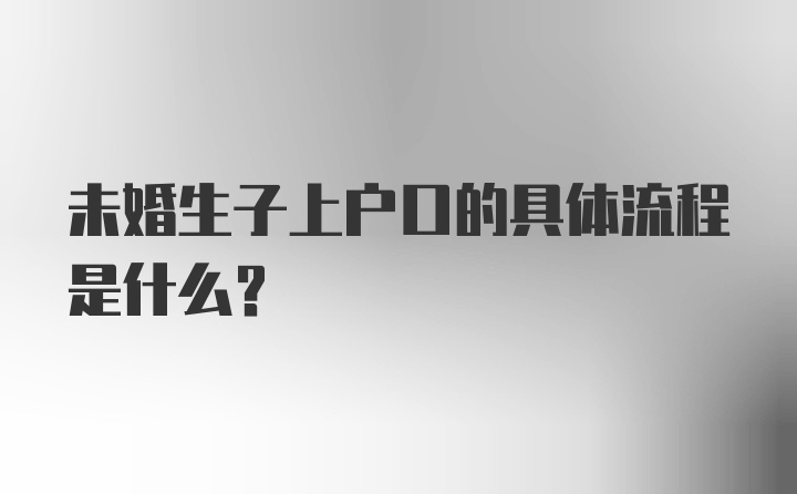 未婚生子上户口的具体流程是什么？