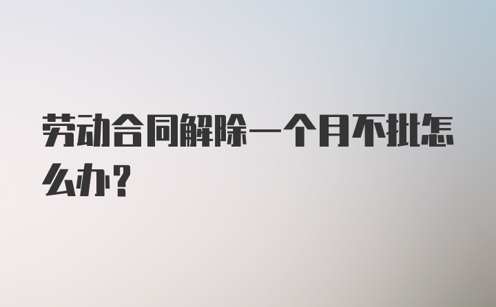 劳动合同解除一个月不批怎么办？