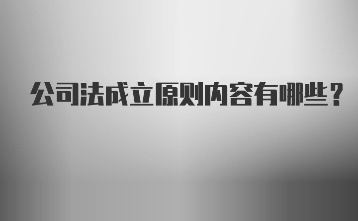 公司法成立原则内容有哪些？