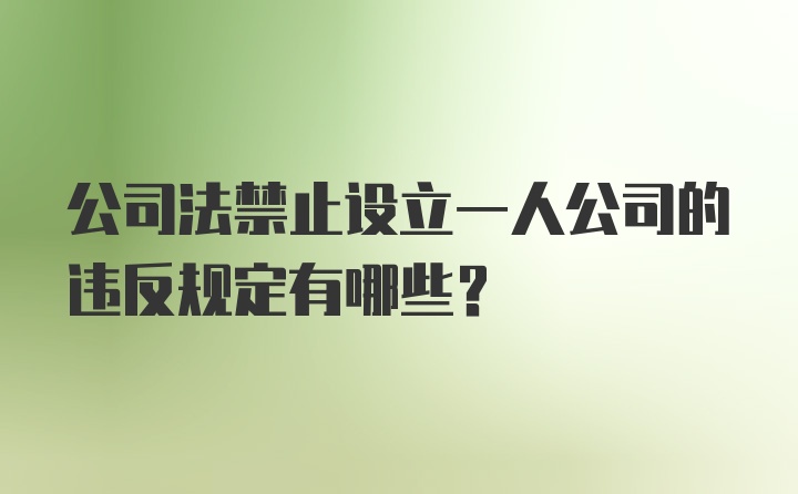 公司法禁止设立一人公司的违反规定有哪些？