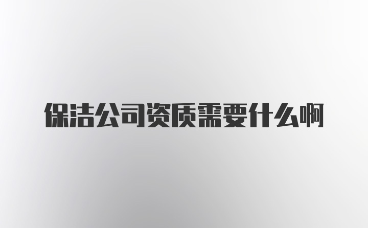 保洁公司资质需要什么啊