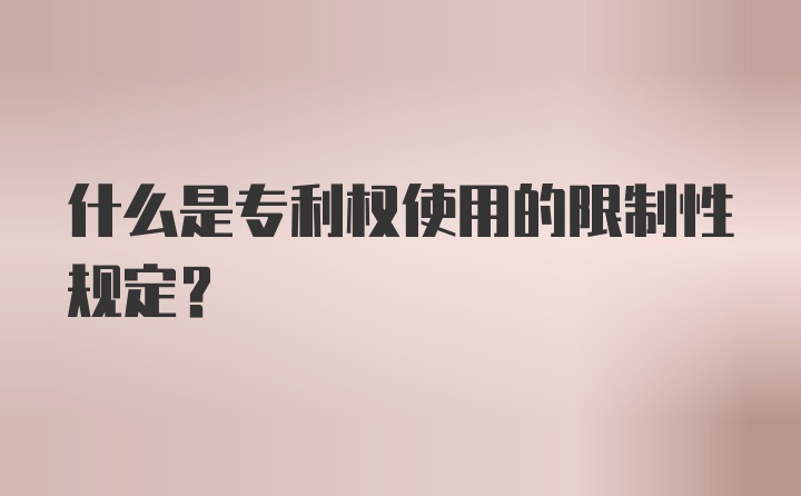 什么是专利权使用的限制性规定？