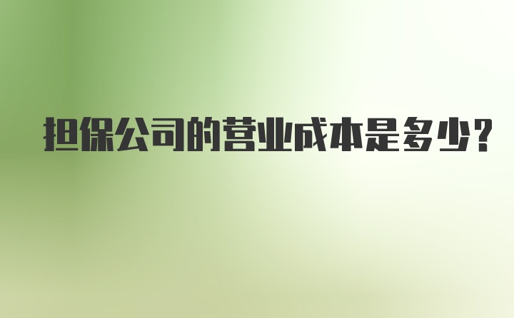 担保公司的营业成本是多少？