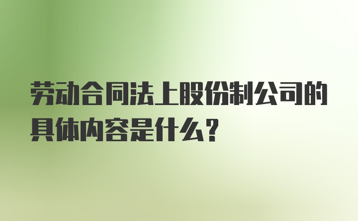 劳动合同法上股份制公司的具体内容是什么？