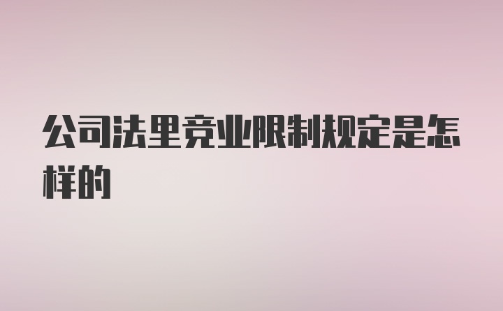 公司法里竞业限制规定是怎样的