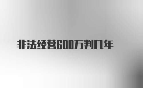 非法经营600万判几年