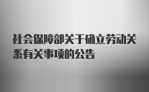 社会保障部关于确立劳动关系有关事项的公告