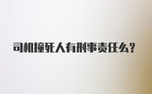 司机撞死人有刑事责任么？