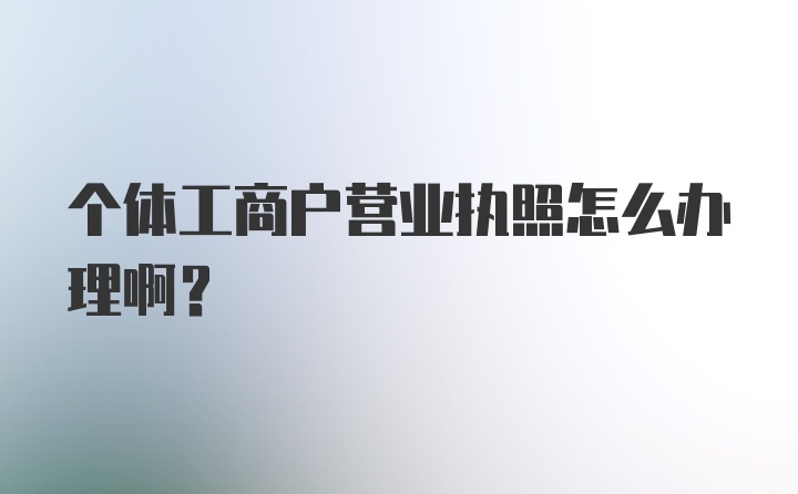 个体工商户营业执照怎么办理啊？