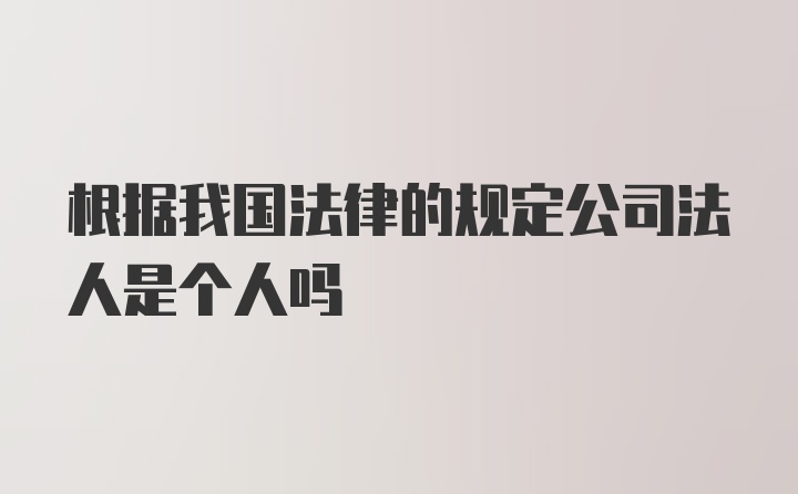 根据我国法律的规定公司法人是个人吗