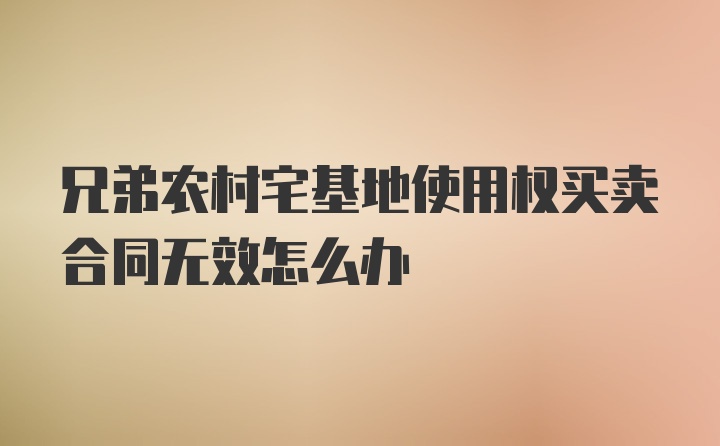 兄弟农村宅基地使用权买卖合同无效怎么办