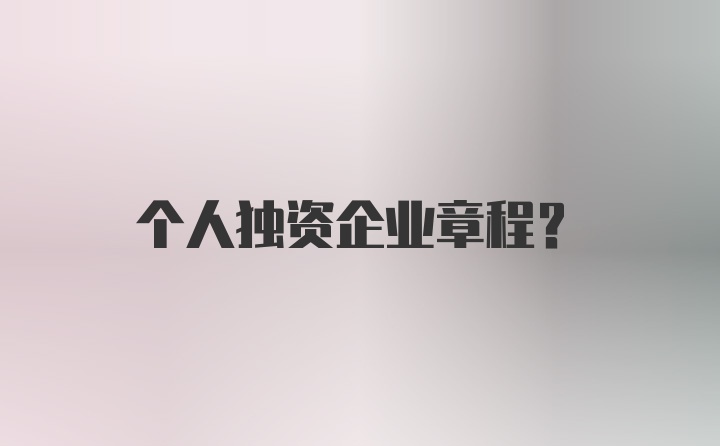 个人独资企业章程?