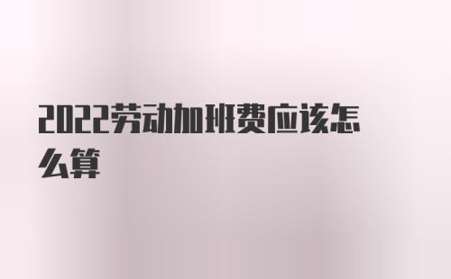 2022劳动加班费应该怎么算