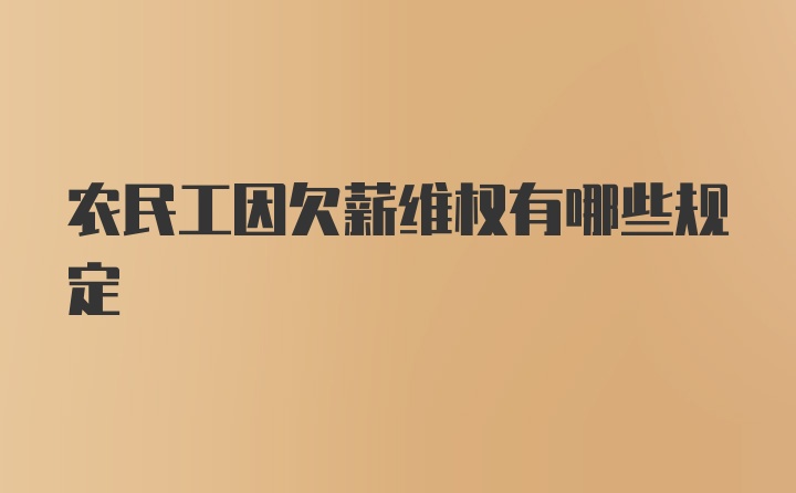 农民工因欠薪维权有哪些规定