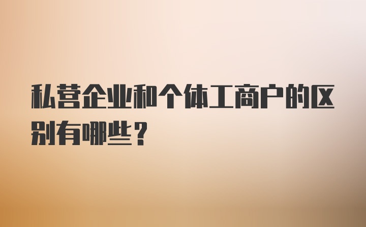 私营企业和个体工商户的区别有哪些？