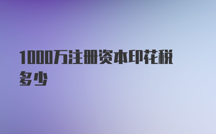 1000万注册资本印花税多少