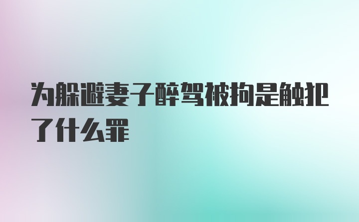 为躲避妻子醉驾被拘是触犯了什么罪