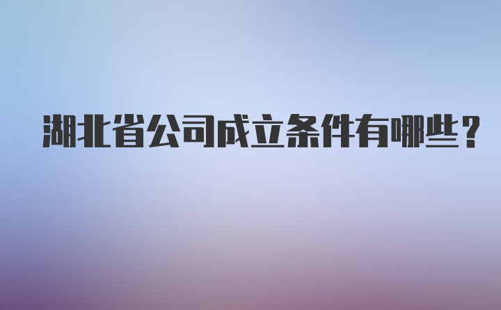 湖北省公司成立条件有哪些？