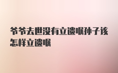 爷爷去世没有立遗嘱孙子该怎样立遗嘱